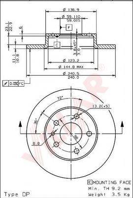 VILLAR 6281728 Тормозной диск