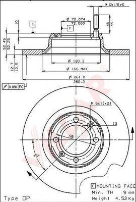 VILLAR 6281738 Тормозной диск