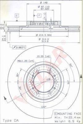 VILLAR 6281820 Тормозной диск