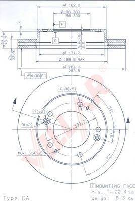 VILLAR 6281826 Тормозной диск