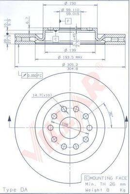 VILLAR 6281899 Тормозной диск