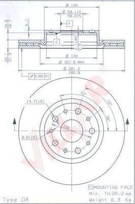 VILLAR 6281906 Тормозной диск