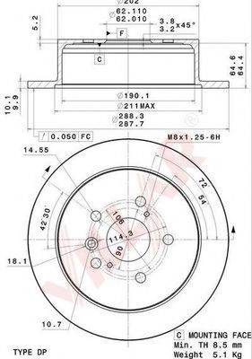 VILLAR 6282060 Тормозной диск