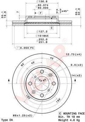 VILLAR 6282083 Тормозной диск