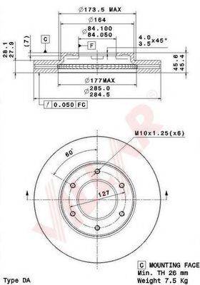 VILLAR 6282112 Тормозной диск