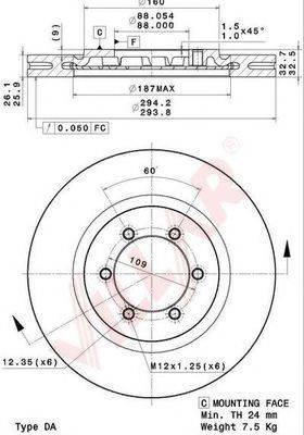 VILLAR 6282115 Тормозной диск