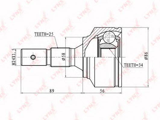 LYNXAUTO CO2200 Шарнирный комплект, приводной вал