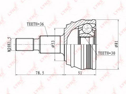 LYNXAUTO CO2800 Шарнирный комплект, приводной вал