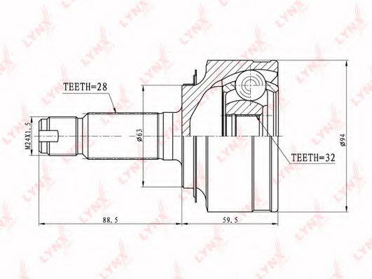 LYNXAUTO CO3411 Шарнирный комплект, приводной вал