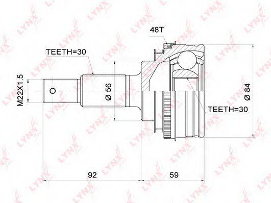 LYNXAUTO CO3710A Шарнирный комплект, приводной вал