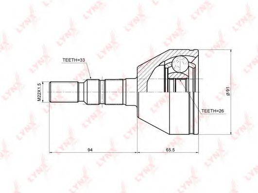 LYNXAUTO CO5921 Шарнирный комплект, приводной вал