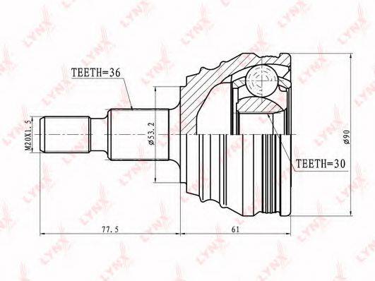 LYNXAUTO CO8002 Шарнирный комплект, приводной вал