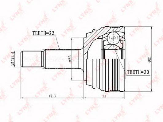 LYNXAUTO CO8014 Шарнирный комплект, приводной вал