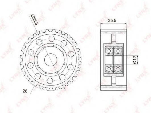 LYNXAUTO PB3038 Паразитный / Ведущий ролик, зубчатый ремень
