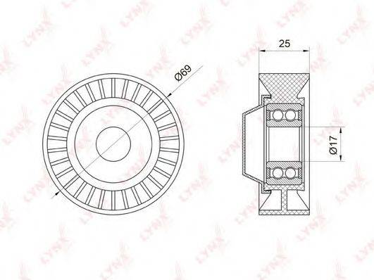 LYNXAUTO PB5007 Натяжной ролик, поликлиновой  ремень