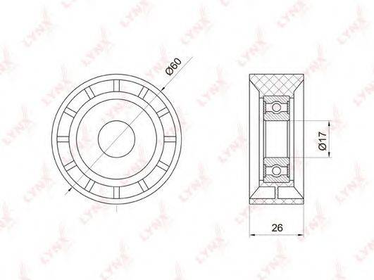 LYNXAUTO PB7027 Паразитный / ведущий ролик, поликлиновой ремень