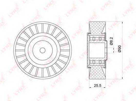LYNXAUTO PB7036 Паразитный / ведущий ролик, поликлиновой ремень