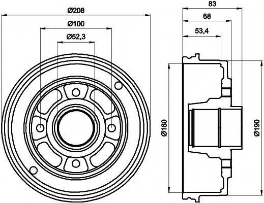 HELLA PAGID 8DT355300351 Тормозной барабан