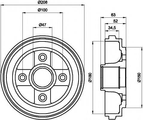 HELLA PAGID 8DT355300381 Тормозной барабан