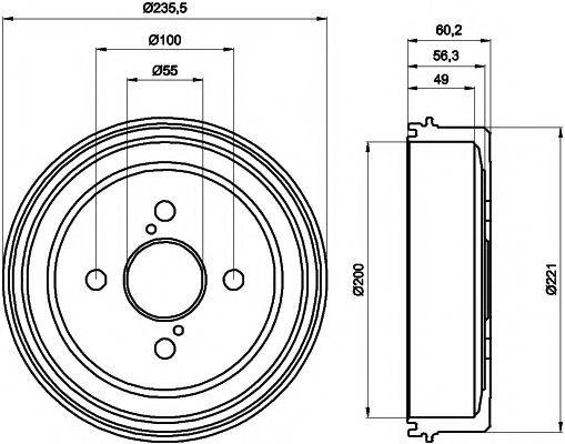 HELLA PAGID 8DT355300511 Тормозной барабан