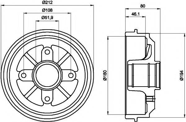 HELLA PAGID 8DT355301281 Тормозной барабан