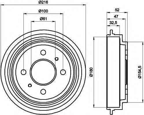 HELLA PAGID 8DT355301471 Тормозной барабан