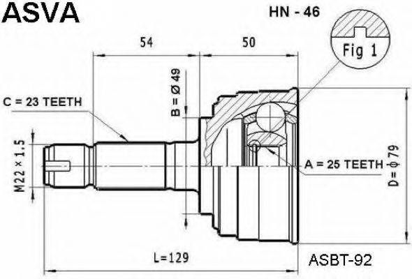 ASVA HN46 Шарнирный комплект, приводной вал