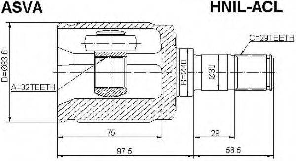 ASVA HNILACL Шарнирный комплект, приводной вал