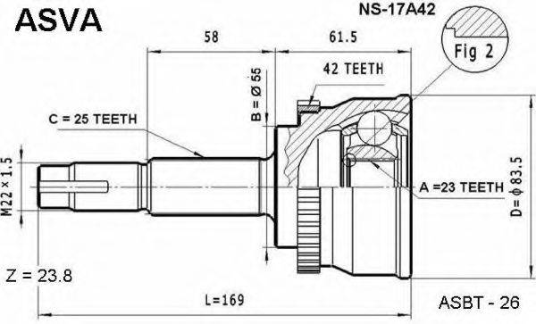 ASVA NS17A42 Шарнирный комплект, приводной вал