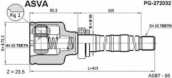 ASVA PG272032 Шарнирный комплект, приводной вал