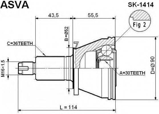 ASVA SK1414 Шарнирный комплект, приводной вал