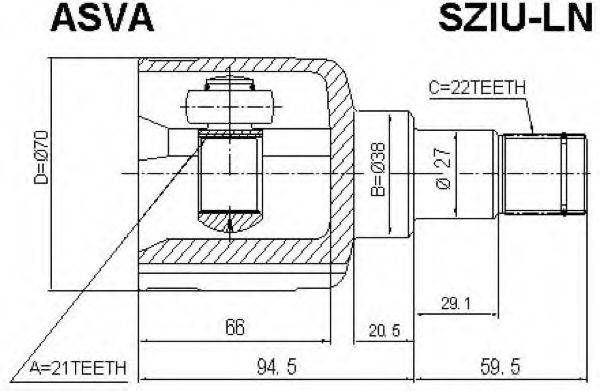 ASVA SZIULN Шарнирный комплект, приводной вал