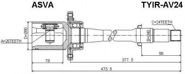 ASVA TYIRAV24 Шарнирный комплект, приводной вал