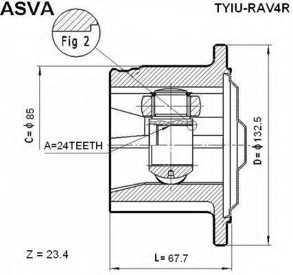 ASVA TYIURAV4R Шарнирный комплект, приводной вал