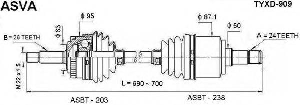 ASVA TYXD909 Приводной вал