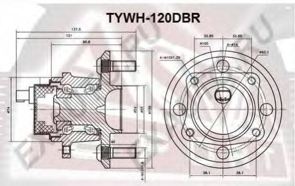 ASVA TYWH120DBR Ступица колеса