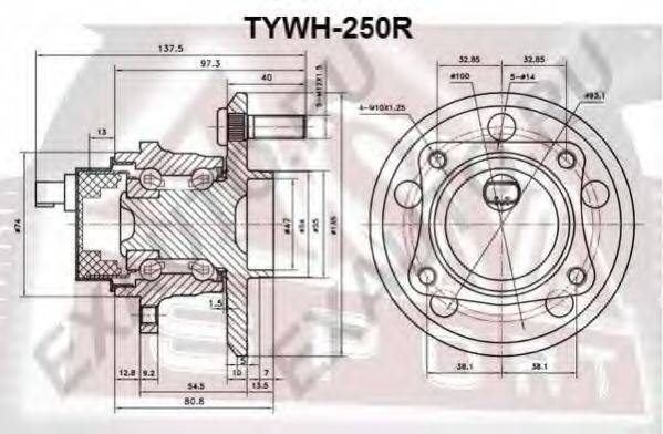 ASVA TYWH250R Ступица колеса