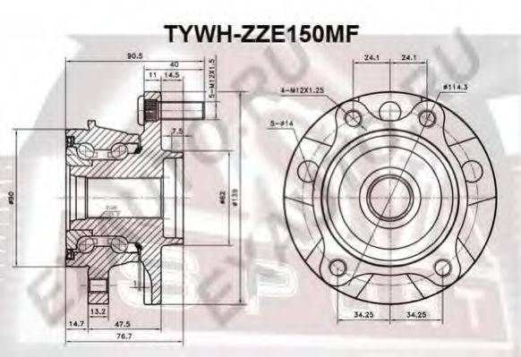 ASVA TYWHZZE150MF Ступица колеса