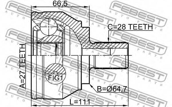 FEBEST 23102H Шарнир, приводной вал