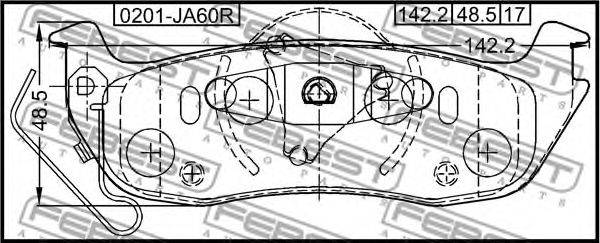 FEBEST 0201JA60R Комплект тормозных колодок, дисковый тормоз