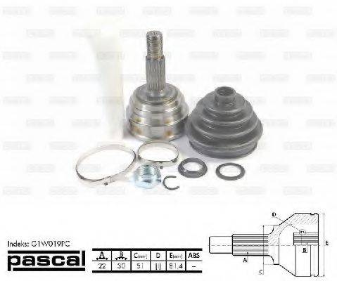 PASCAL G1W019PC Шарнирный комплект, приводной вал