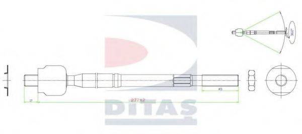 DITAS A25622 Осевой шарнир, рулевая тяга