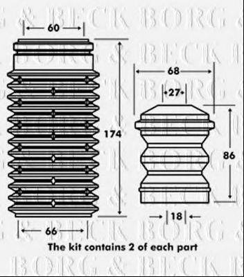 BORG & BECK BPK7014 Пылезащитный комплект, амортизатор