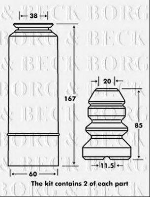 BORG & BECK BPK7023 Пылезащитный комплект, амортизатор