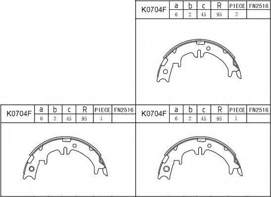 ASIMCO K0704F Комплект тормозных колодок, стояночная тормозная система