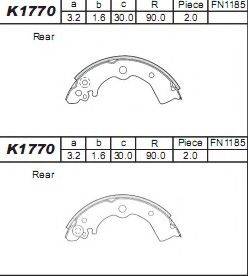 ASIMCO K1770 Комплект тормозных колодок