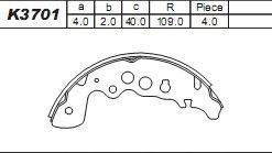 ASIMCO K3701 Комплект тормозных колодок