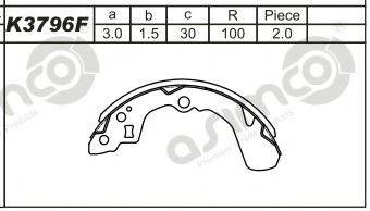 ASIMCO K3796F Комплект тормозных колодок