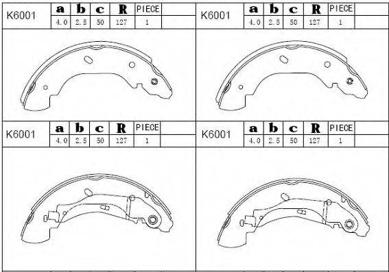ASIMCO K6001 Комплект тормозных колодок