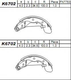 ASIMCO K6702 Комплект тормозных колодок